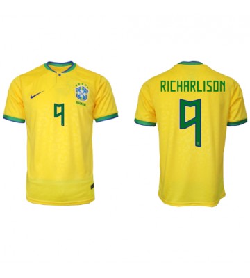 Brasilien Richarlison #9 Hjemmebanetrøje VM 2022 Kort ærmer